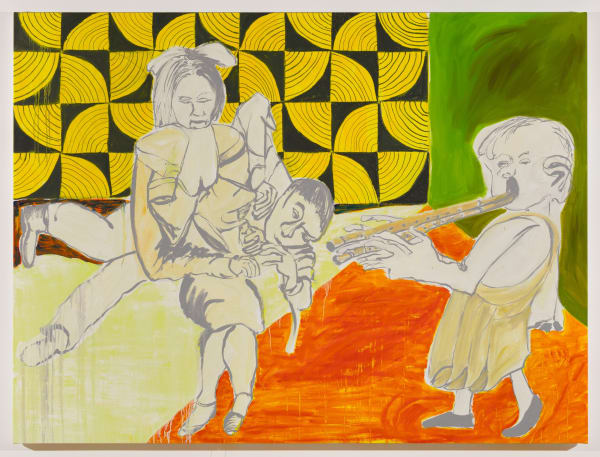 Sofi Brazzeal Untitled (Three figures, one with double flute), 2017 oil on canvas 54 x 72 inches