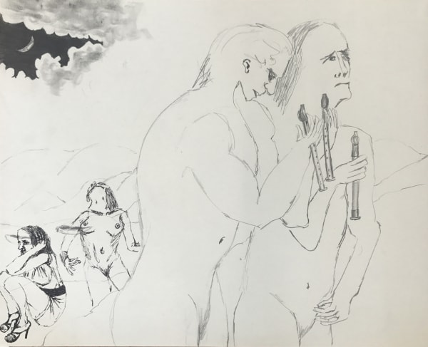 Sofi Brazzeal Untitled (four figures, three flutes), 2015 ink and pencil on paper 14 x 17 inches
