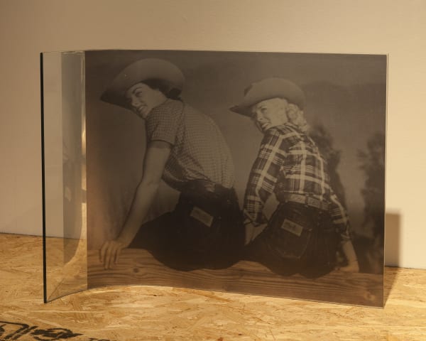 Servane Mary Untitled (Two Cowgirls), 2015 inkjet print on window film 16 x 20 1/2 x 7 inches