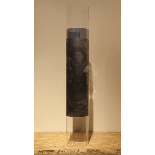 Servane Mary Untitled (Twins), 2015 inkjet print on window film, plexiglass tube 36 x 6 inches