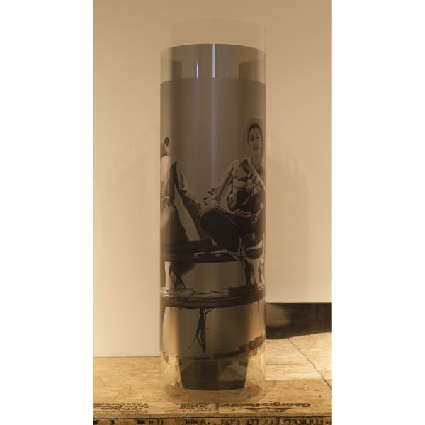 Servane Mary Untitled (American Cowgirl of the 40's I), 2015 inkjet print on window film, plexiglass tube 51 x 12 inches