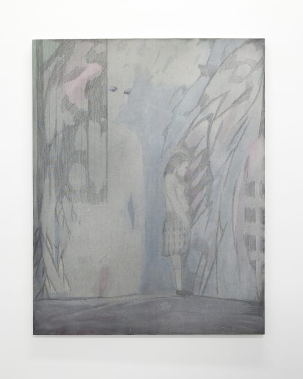 Aleksander Hardashnakov Untitled (Woman, Young Woman), 2012 oil, gesso, fabric dye, colored pencil, spray fix on canvas 62 x 48 inches