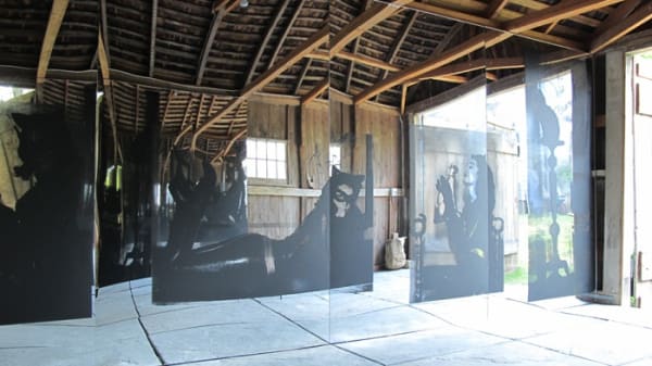 Servane Mary Untitled (Black Maria), 2012 silkscreen on mirrored Plexiglas