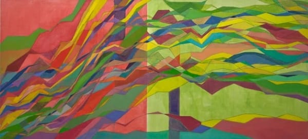 Nick Van Zanten Untitled (Unemployment Rates of the United States as a Whole and All 50 States From April 2008 to September 2010 Within the Range of 3.75% and 10.25% on a Surface the Size of the Weekly Income of an American at Poverty Level Laid Out in One Dollar Bills), 2010 oil, pencil and pen on canvas 39 x 86 in