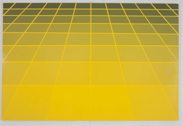 David Malek Large Yellow Perspective Grid, 2011 oil based high-gloss enamel on panel 40 x 60 in