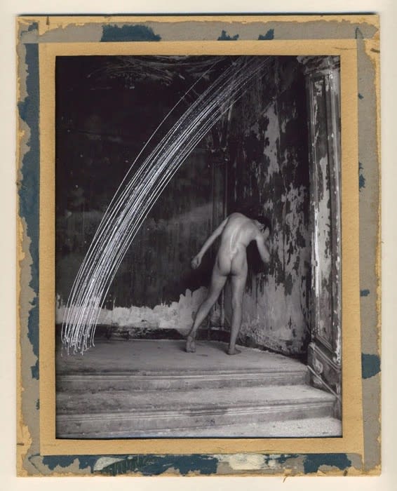 Andrew Mania Palermo Nude, 2010 photograph mounted on card with drawing 9.5 x 7.5 in