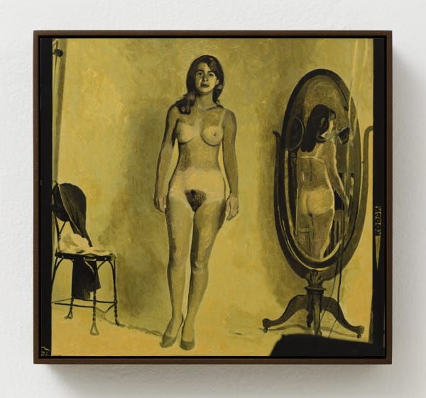 Aura Rosenberg Scene #3, 2014 acrylic paint, inkjet print on gold metallic photo paper mounted to dibond 7 7/8 x 8 1/2 in 20 x 21.6 cm