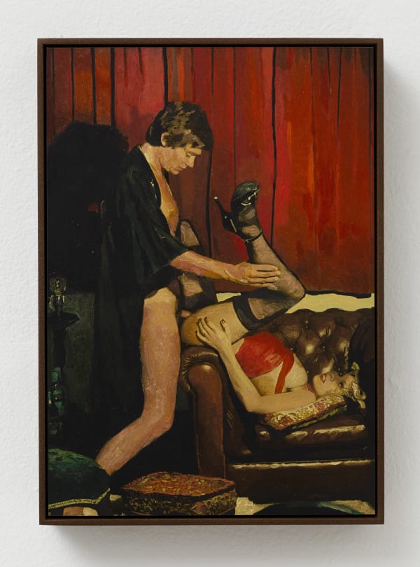 Aura Rosenberg Scene #8, 2014 acrylic paint, inkjet print on gold metallic photo paper mounted to dibond 10 1/4 x 6 7/8 in 26 x 17.5 cm