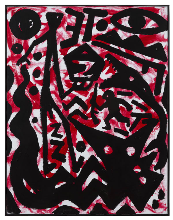 A.R. Penck Wenn die Drachen Erwachen, 2007 Acrylic on linen Lower left signed, A.R Penck 35 3/8 x 27 1/2 in 90 x 70 cm (PAR_25_003)