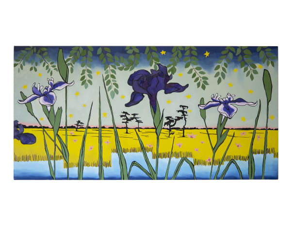 Alex Chaves Irises at Horikiri, 2023 Oil on linen 30 x 15 in 76.2 x 38.1 cm