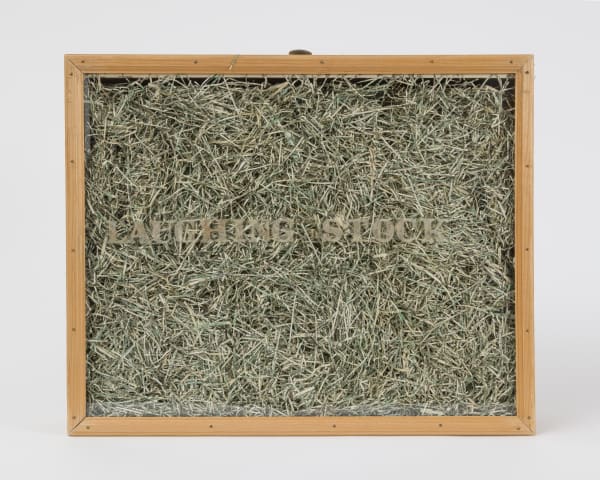 Bob Smith Laughing Stock, 1982 Shredded dollar bills and wood 17 1/2 x 21 x 4 1/4 in 44.5 x 53.3 x 10.8 cm