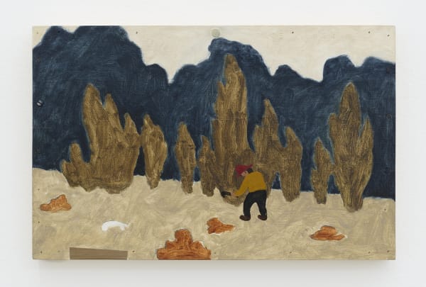 James Morse Mending Edges, 2022-2024 oil on wood with screws, nails, and cedar inlay 11 1/2 x 18 in. (29.2 x 45.7 cm.)