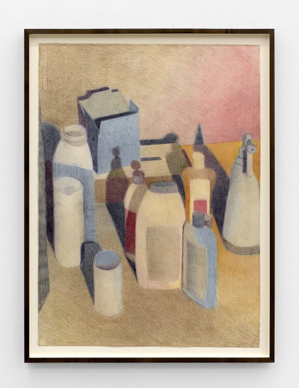 Rowley Haynes Shadow Box and Double Cross, 2023 colored pencil on paper sheet dimensions: 30 x 22 in. (76 x 56 cm.) frame dimensions: 33.5 x 25.5 x 1.5 in. (85 x 64.8 x 3.8 cm.)