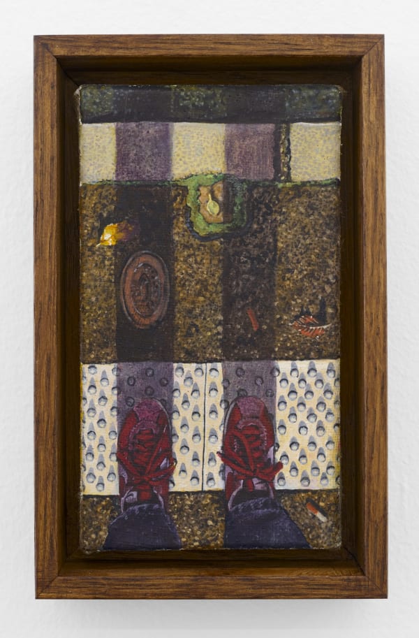 Louise Janet Stroll in The City, 2024 oil on canvas 8 1/2 x 5 1/4 in. (21.5 x 13.5 cm.)