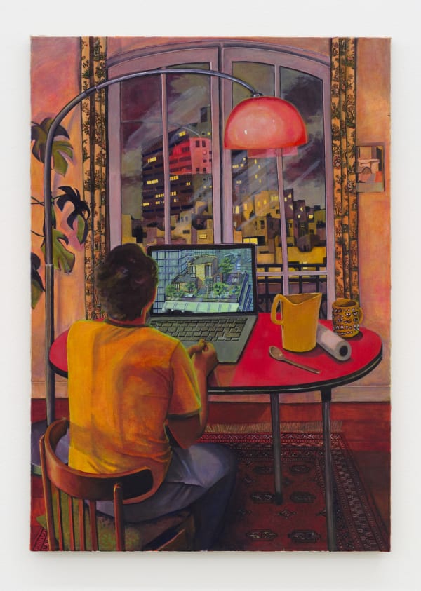 Louise Janet Stories From The City, 2024 oil on canvas 45 3/4 x 32 in. (116 x 81 cm.)