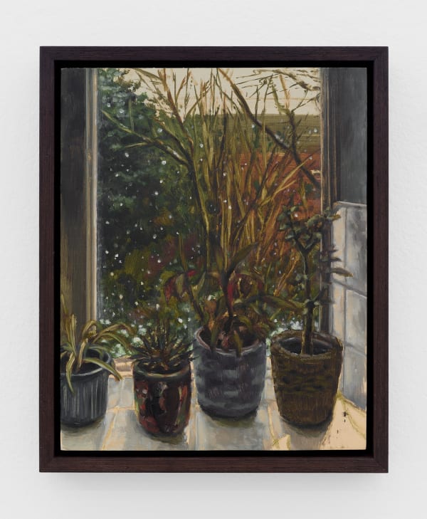 Elena Rivera-Montanes Feeling Homesick, The Snow Began To Settle, 2025 oil on panel panel: 10 x 8 in. (25.4 x 20.3 cm.) framed: 11 x 9 1/4 in. (28.2 x 23.2 cm.)