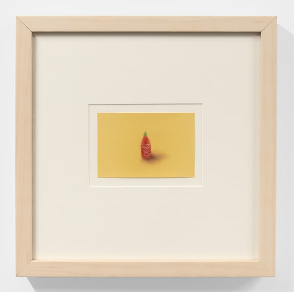Mie Yim Sriracha, 2018 pastel on Color Aid paper 3 x 4 1⁄2 in. (8 x 11 cm.) framed: 12 x 12 in. (30.5 x 30.5 cm.)
