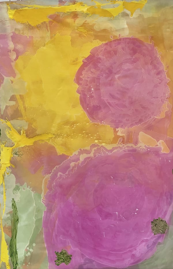 Promises Series Peony 2024 Oil Acryllic Ink On Paper 223 X 149Cm