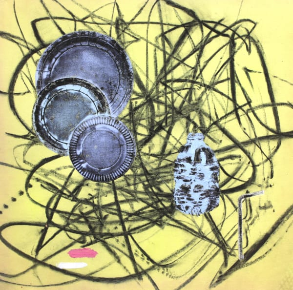 Rafael Rangel Still Life 2020 Acrílico, oil, charcoal and pray paint monotype on canvas 65 x 60 cm
