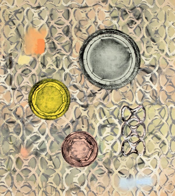 Rafael Rangel Six Pack #19 - 2019 Oil, oil sticks, chalk and spray paint monotypes on cavas 33 x 30 inches
