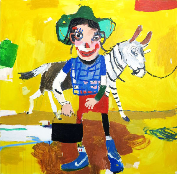 Starsky Brines Sunshine -2020 Acrylic and crayon on canvas 48 x 48 inches
