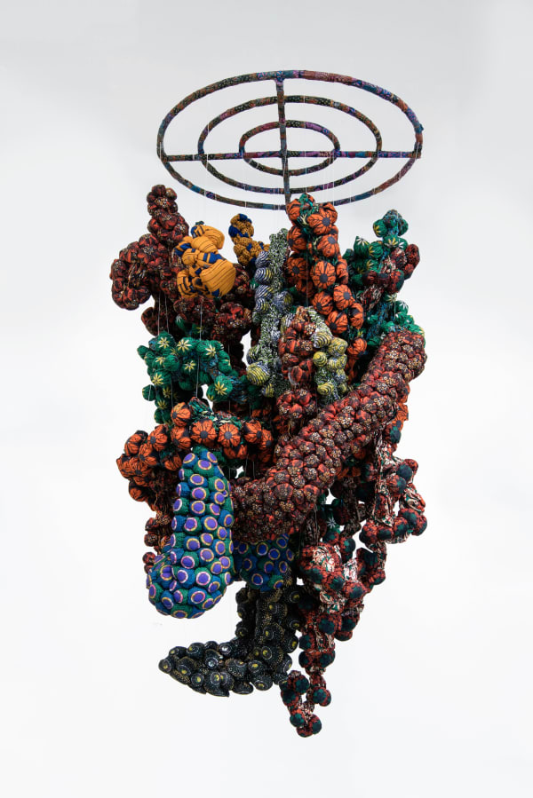 Samuel Nnorom Conformational Dance 2023 African Wax Print Fabric 201 × 102 × 100 cm