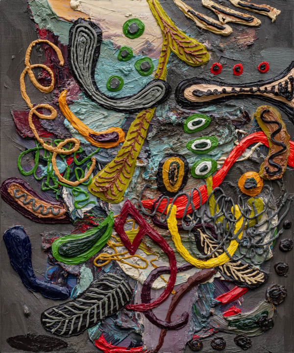 Rangga Aputra, Attracting butterflies, 2025, Oil on linen, 60 × 50 cm