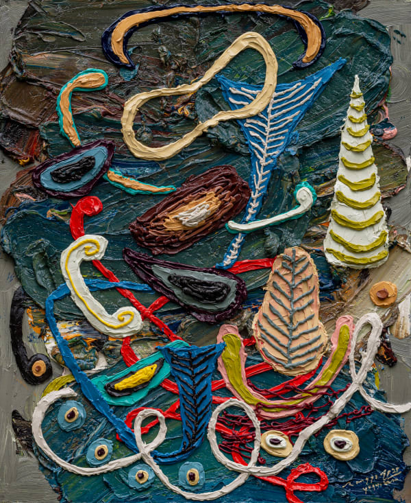 Rangga Aputra, Refraction leads me to see something different in the leaves, 2025, Oil on linen, 60 × 50 cm