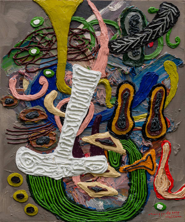 Rangga Aputra, White hat & something, 2025, Oil on linen, 60 × 50 cm