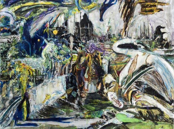 Arvin Golrokh Ricerca di caos urbano 2022 Oil on canvas 85,5 x 114 cm
