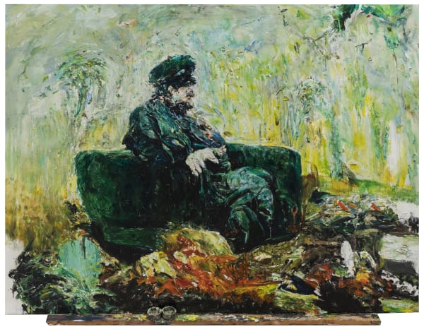 Arvin Golrokh L'onta indelebile 2022 Oil on wooden board 92,5 x 120,5 cm