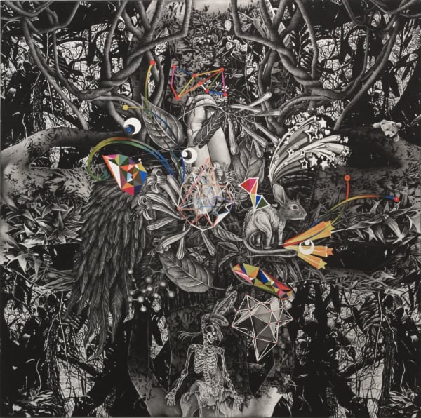 Bestrizal Besta Kekuatan (Strength) 2018 Charcoal and acrylic on canvas 200 x 200 cm