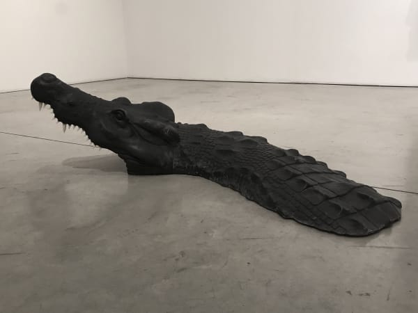 Ronald Ventura Crocodile 2018 Fiberglass, charcoal, polyurethaine paint 40 x 40 x 136 cm