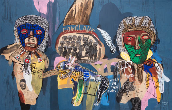 Hako Hankson Conclave 2023 Acrylic and Indian ink on canvas 139 x 217 cm