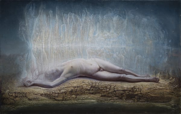 Agostino Arrivabene La mistica del berillio (omaggio ad Anima Mundi di William Butler Yeats) 2022 Oil on linen 114 × 72 cm