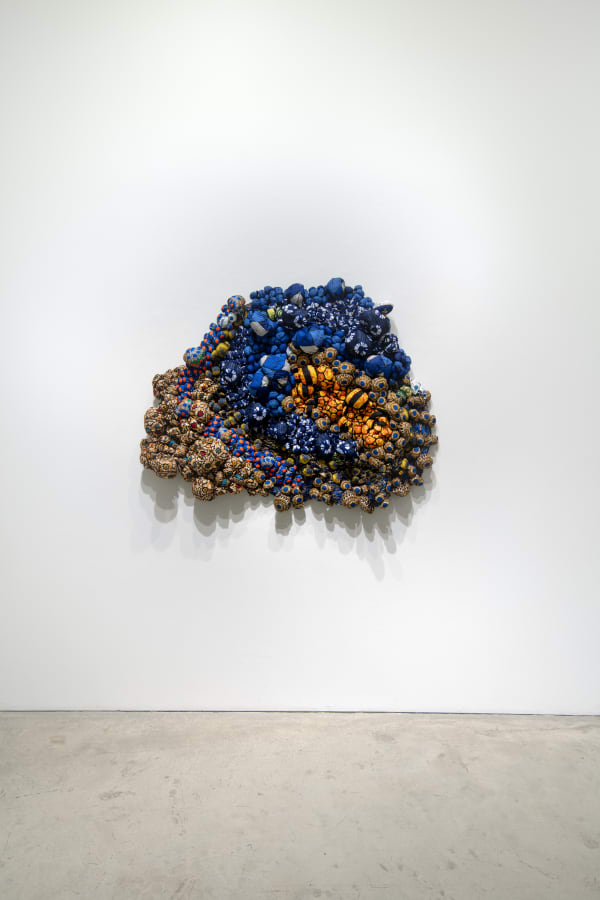 Samuel Nnorom, Sharing Nature, 2025, African Wax Print Fabric, 128 &times; 163 &times; 26 cm