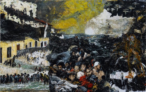 Arvin Golrokh, Visione fantastica, 2024, Oil on canvas, 220,5 × 348 cm