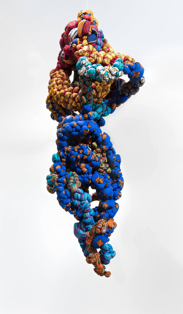 Samuel Nnorom The Dancer 2023 African Wax Print Fabric 230 × 83 × 83 cm