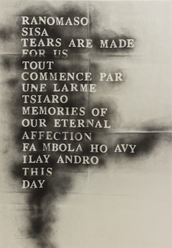 Joël Andrianomearisoa Black Poems 2021 Paint on textile 130 × 90 cm