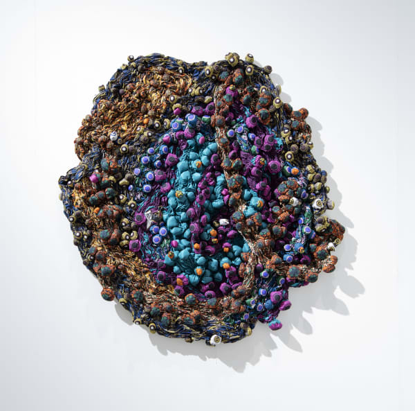 Samuel Nnorom Earth Component 2023 African Wax Print Fabric 163 × 140 × 14 cm