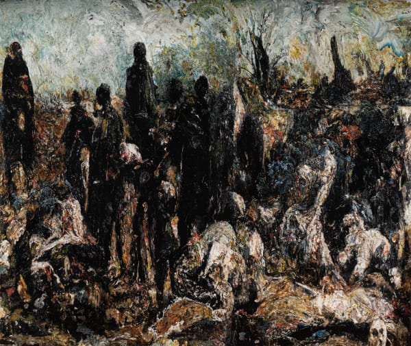 Arvin Golrokh, Bicharegan 5, 2025, Oil on canvas, 200 × 240 cm