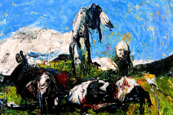 Arvin Golrokh, Gli arroganti, 2024 Oil on canvas, 165 x 170 cm
