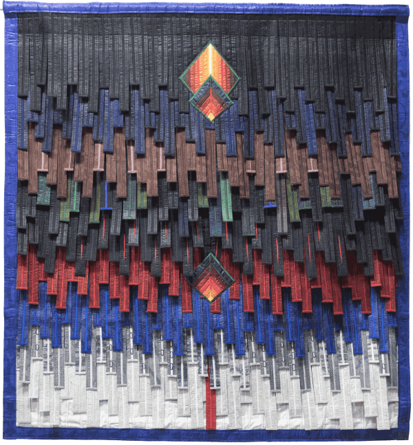 Abdoulaye Konaté Composition aux 3 losanges (décembre) 2021 Textile 167 × 157 cm