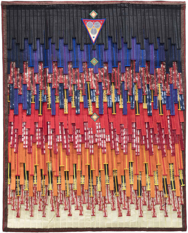 Abdoulaye Konaté Triangles et motif Cameroun 2023 Textile 191 × 155 cm