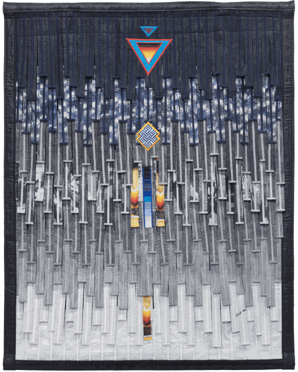 Abdoulaye Konaté Triangles et signe Tibet 2023 Textile 156 × 117 cm