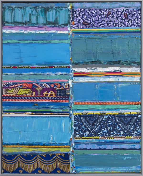 Tegene Kunbi Really broken 2023 Oil on canvas with textile 100 × 80 cm