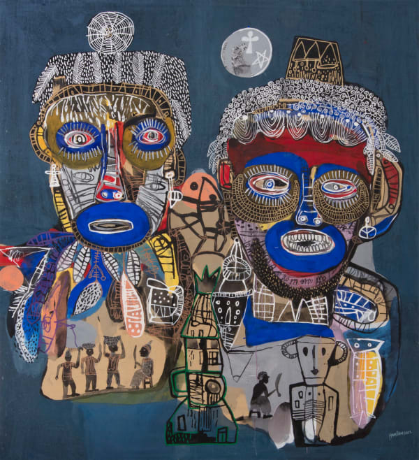 Hako Hankson The offering 2023 Acrylic and Indian Ink on canvas 199 × 180 cm