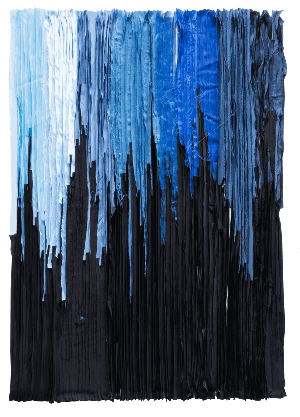 Joël Andrianomearisoa BLUE TAKE ME TO THE END OF ALL LOVES 2023 Textile 130 × 90 cm