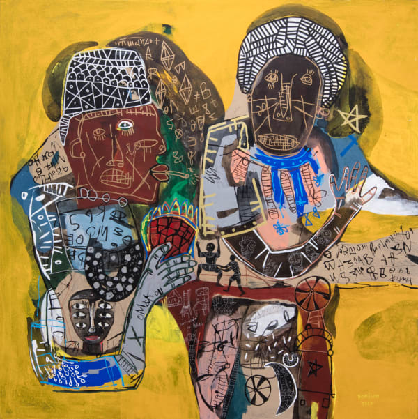Hako Hankson Tribal ornamentation 2 2023 Acrylic and Indian Ink on canvas 160 × 160 cm