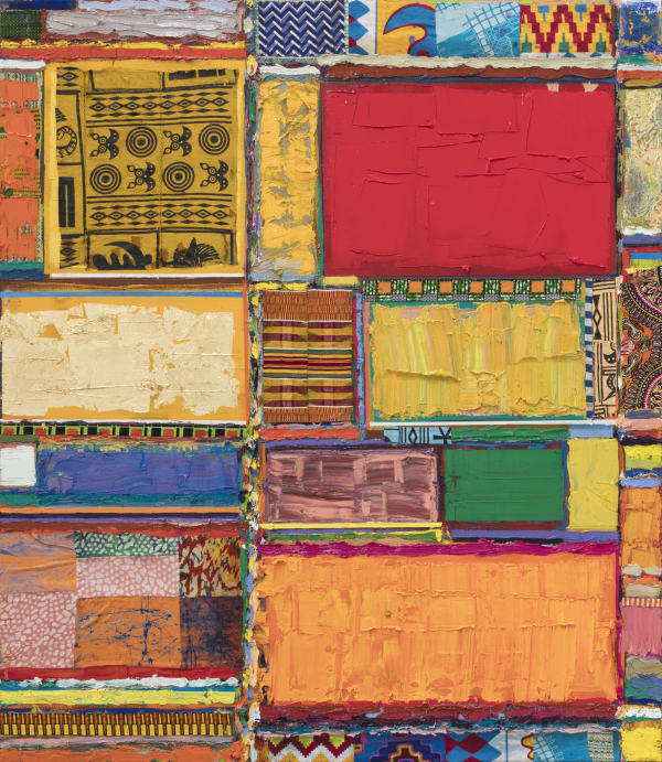 Tegene Kunbi Untitled 2023 Oil on canvas with textile 150 × 130 cm